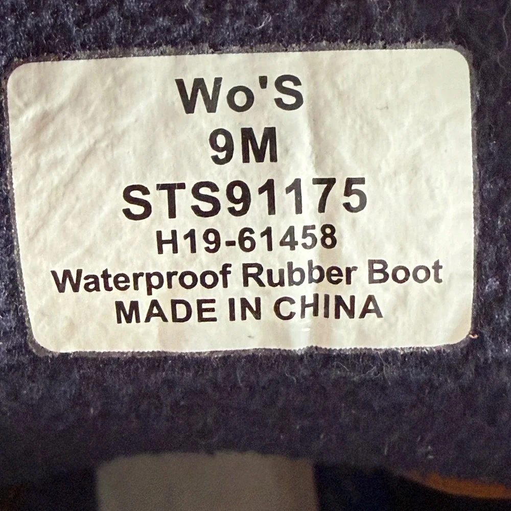 Sperry Saltwater Duck Rain Boot Womens 9 Navy Zip Leather Waterproof STS91175